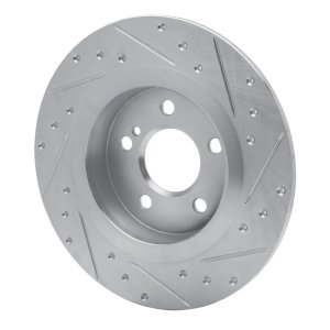 Mercedes-Benz SLC300 Brake Rotor (1) - Rear Left - R1 Concepts - Drilled & Slotted - Silver - `12-`20